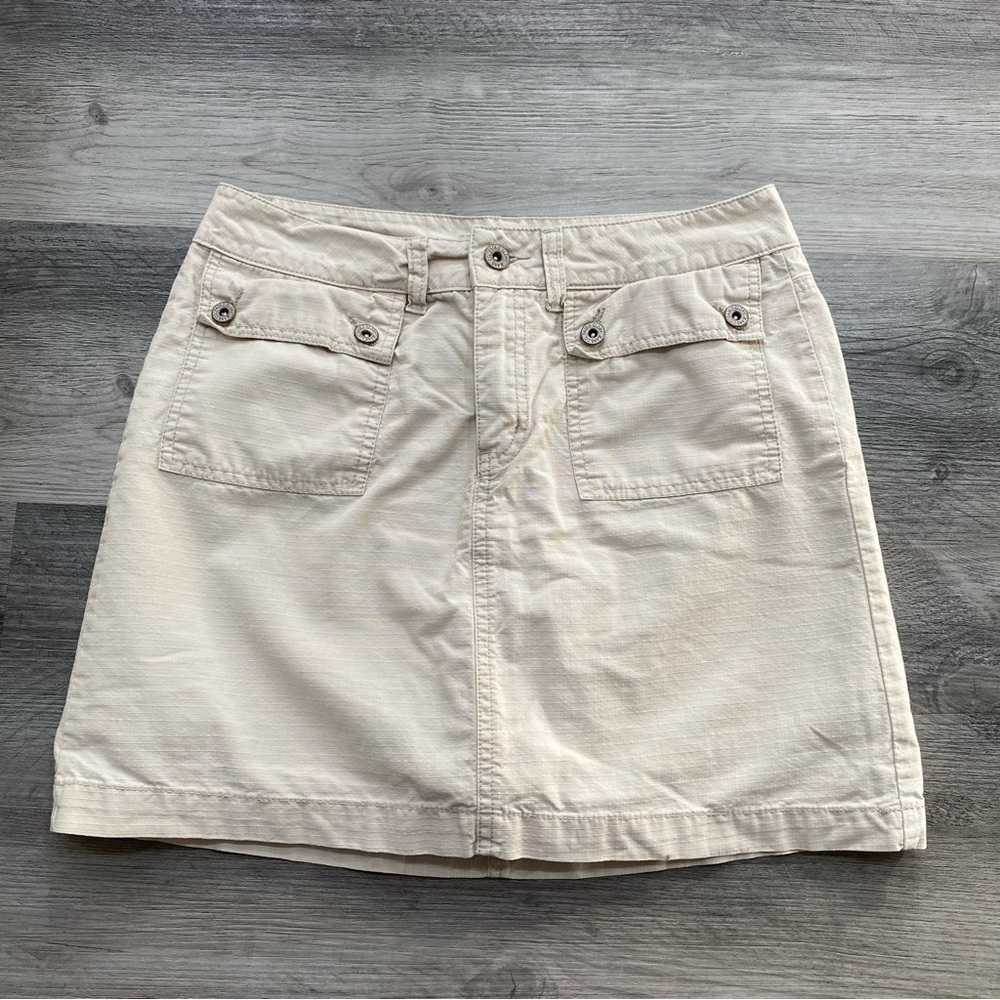 Y2K Faded Glory Utility Skort Mini Cream Cotton Cargo Pockets Casual Basic Size6